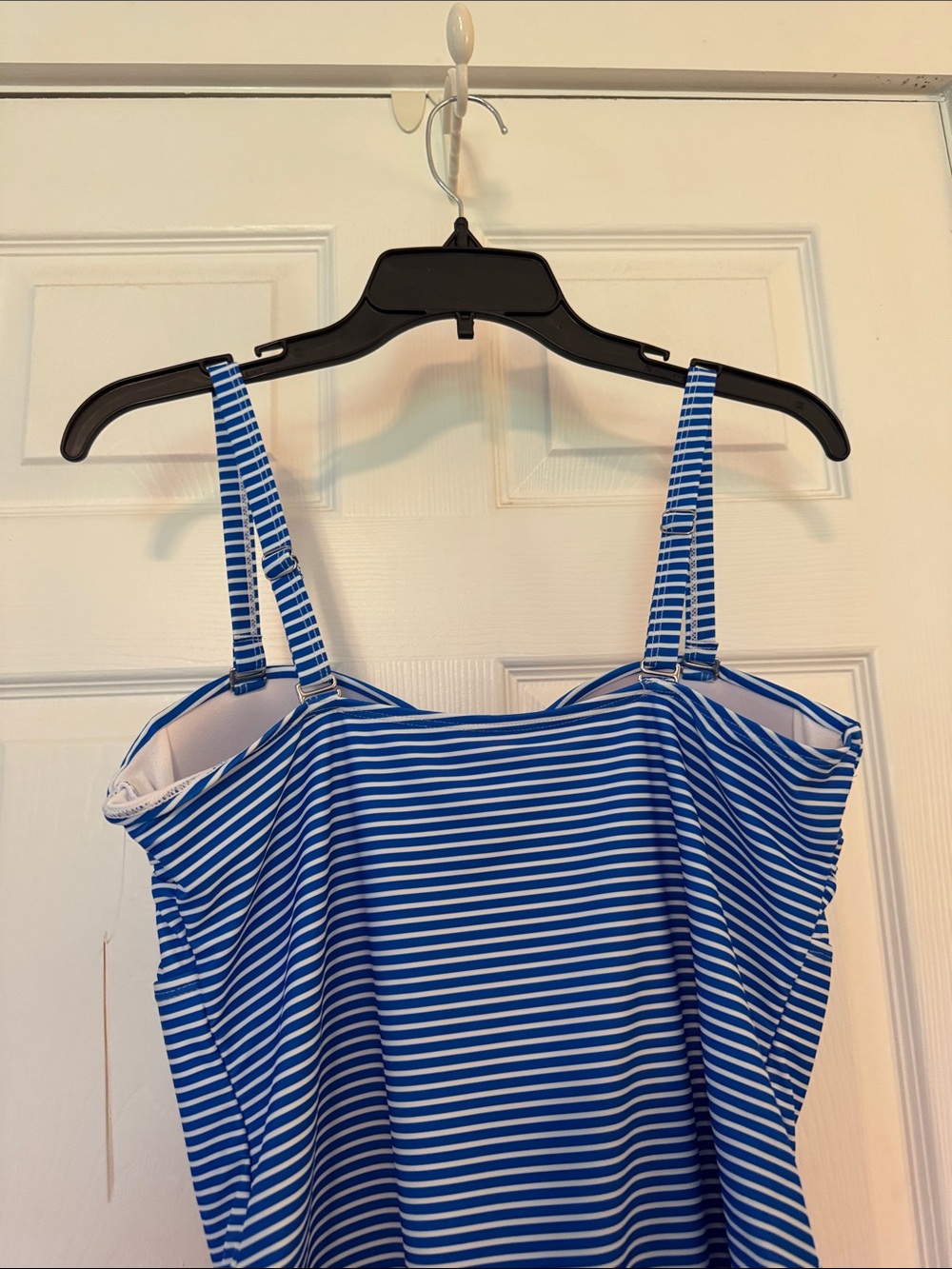 Tahari Blue & White Striped One-Piece Swimsuit with Front Twist - Picture 8 of 11
